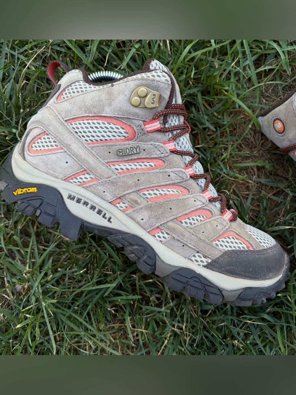Merrell Moab 3 Mid Trail Hiking Boots - Women's size 7.5 brown orange hi top - Picture 2 of 7